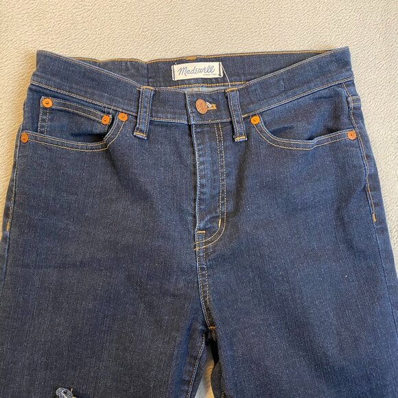 Madewell Womans Jeans Size 27 Flea Market Flare Dark Wash Raw Hem - Picture 16 of 16